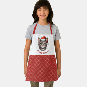 Delantal Gato de Navidad Lindo Personalizado con Sombrero d