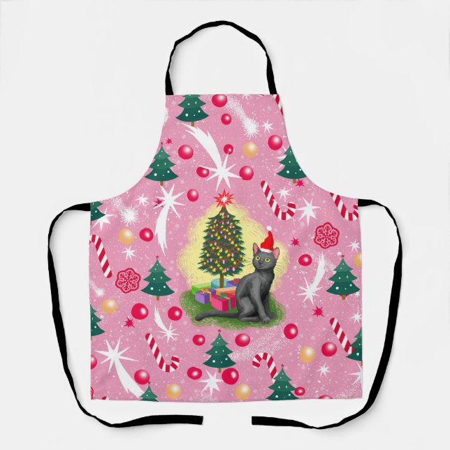 Delantal Gato de Navidades rosados (Anverso)