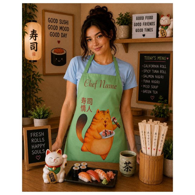 Delantal gato de sushi, sushi (Subido por el creador)