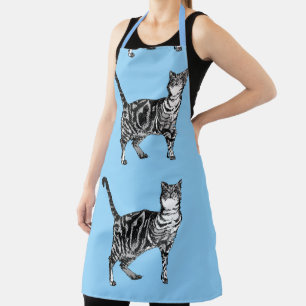 Delantal Gato De Taburete En Gatos Azules Ligeros Apron Ani