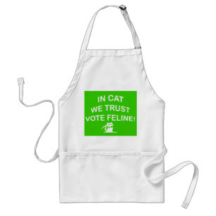 Delantal Gato de votación con texto blanco