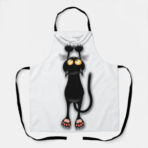 Delantal Gato divertido personaje rascando tela