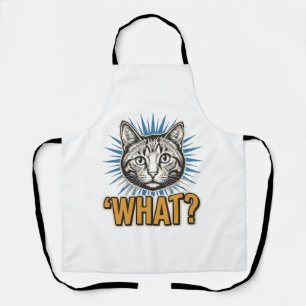 Delantal Gato Divertido 'QUÉ_' Grabado Antiguo Gráfico Tee_
