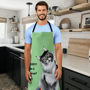 Delantal Gato divertido y esponjoso Maine Coon humor verde