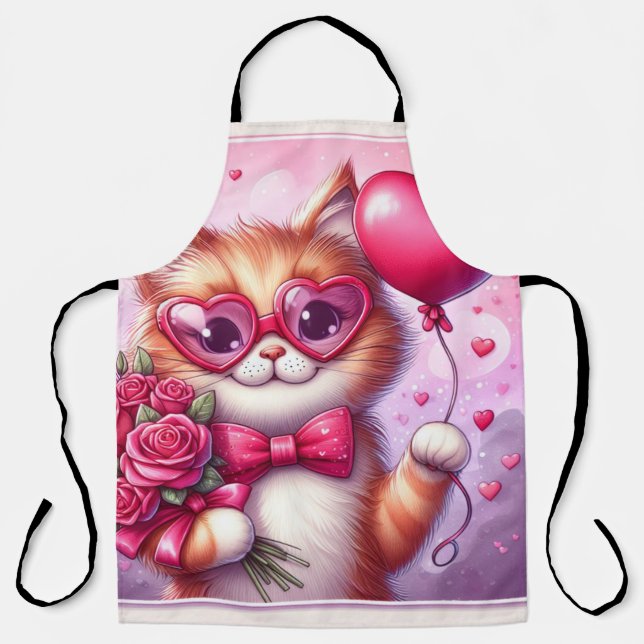 Delantal Gato El día de San Valentín/gatito (Anverso)