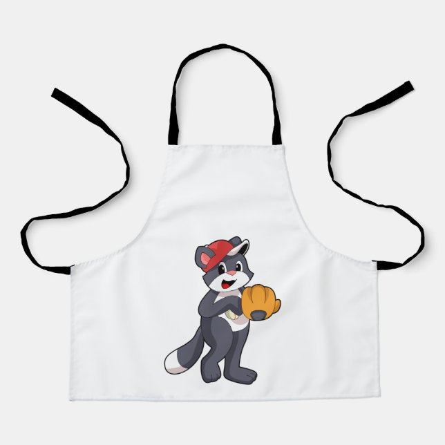 Delantal Gato en béisbol con guante de béisbol.PNG (Anverso)