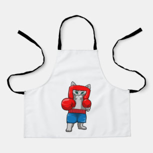 Delantal Gato en boxeo con guantes de boxeo