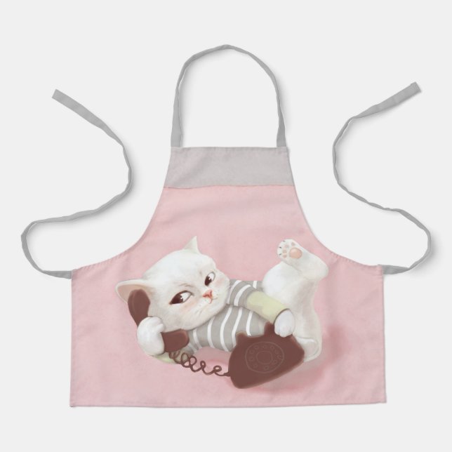 Delantal Gato en el teléfono (Anverso)