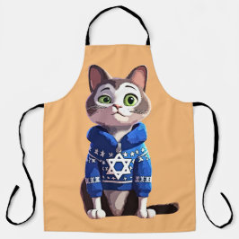 Delantal Gato en suéter de Hanukkah