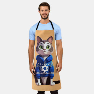 Delantal Gato en suéter de Hanukkah