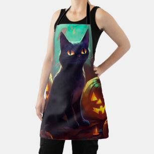 Delantal Gato Esmoquin de Halloween con Calabazas Espeluzna