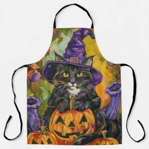 Delantal Gato Esmoquin Espeluznante Bruja de Halloween y Ca