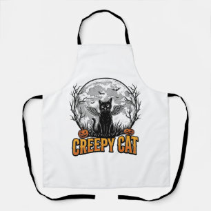 Delantal Gato espeluznante diseño de grabado vintage de Hal