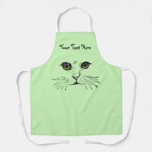Delantal Gato Face Ilustracion Green Eyes Long Whiskers