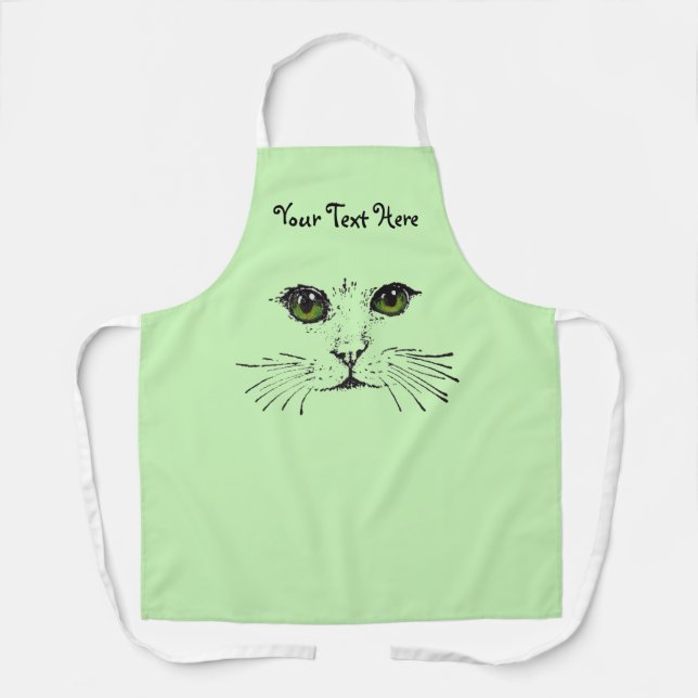 Delantal Gato Face Ilustracion Green Eyes Long Whiskers (Anverso)