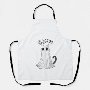 Delantal Gato Fantasma Lindo Boo Kitty Halloween Gatito Esp