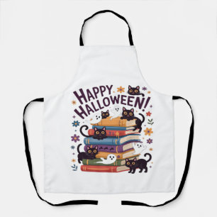 Delantal Gato Fantasma Regalos Amante De Leer Libros Hallow