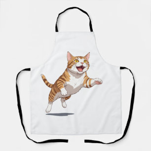 Delantal Gato Feliz Diversión Jugadora Saltando En El Aire 
