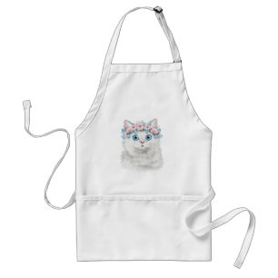 Delantal Gato floral blanco dulce