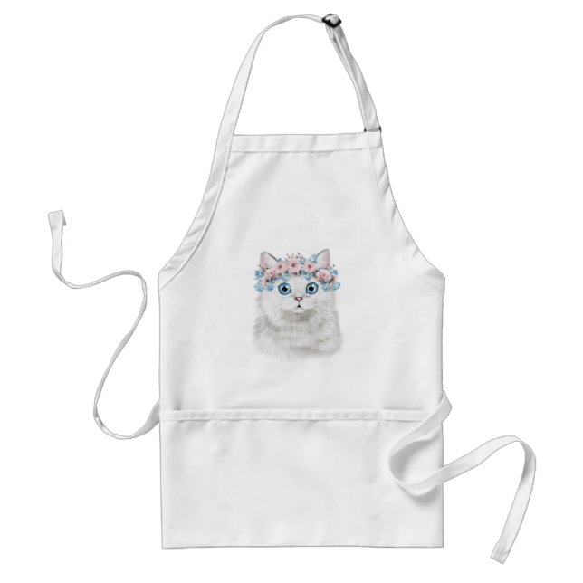 Delantal Gato floral blanco dulce (Frente)