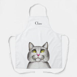 Delantal Gato gris lindo personalizado