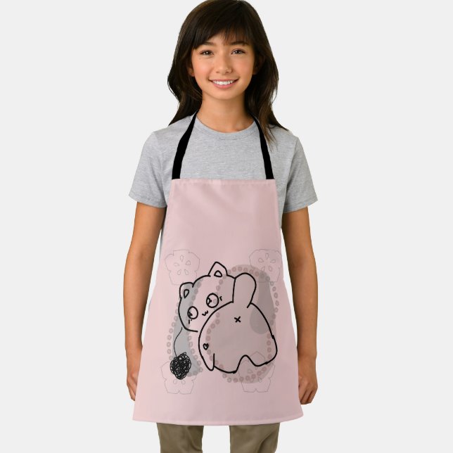 Delantal Gato juguetón con yarn (in situ)