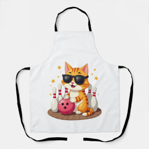 Delantal Gato Lindo Con Gafas De Sol Gato Jugando Bolos Par