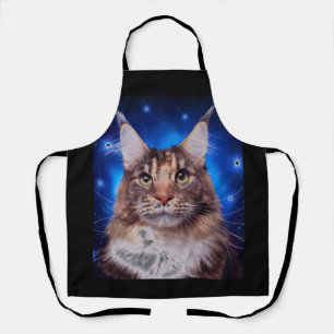 Delantal Gato Main Coon Fondo Azul Estrellas