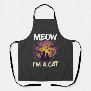 Delantal Gato Meow Halloween Noche Bruja Calabaza_1