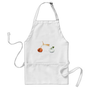 Delantal Gato naranja saltando entre calabazas