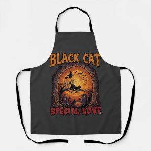Delantal Gato Negro Amor Especial Halloween Luna Bruja Cala