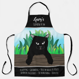 Delantal Gato negro colgando de la cerca, Tema de negocios,