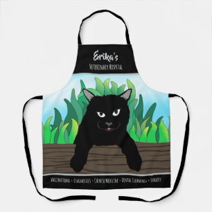Delantal Gato negro colgando de la cerca, Tema de negocios,