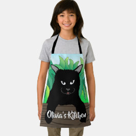 Delantal Gato negro colgando, todo sobre papel de impresión