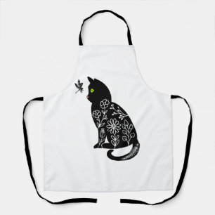 Delantal Gato negro con ojos verdes