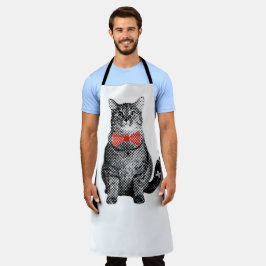 Delantal Gato negro con sabor a polka rojo