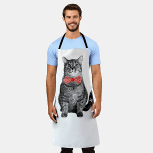 Delantal Gato negro con sabor a polka rojo