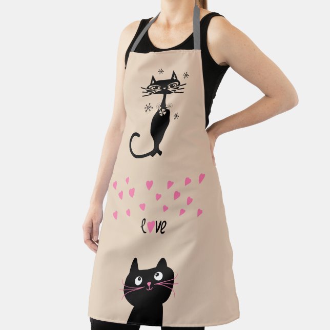 DELANTAL GATO NEGRO CUTE COCINA AMANTE APRON (in situ)