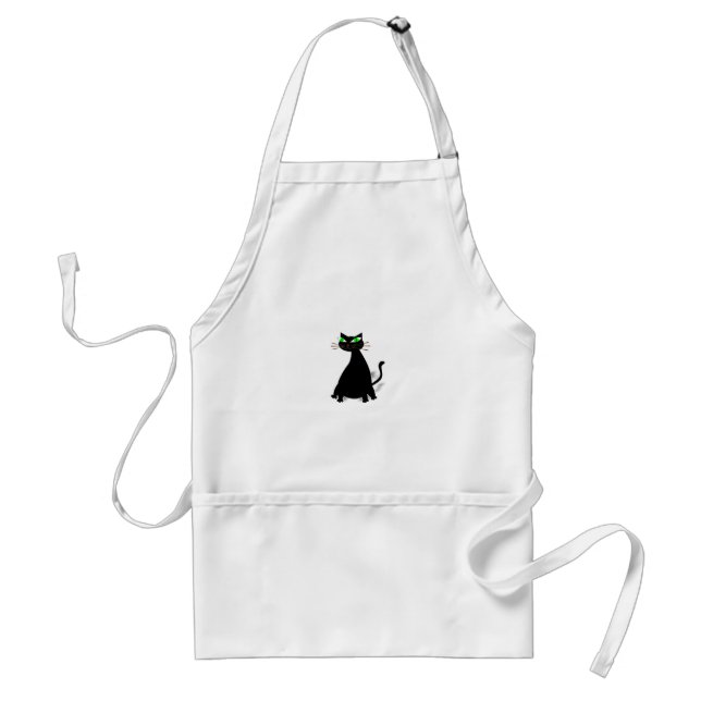 Delantal Gato negro de grasa con ojos verdes (Frente)