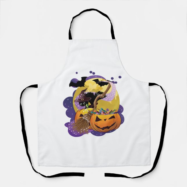 Delantal Gato negro de Halloween (Anverso)
