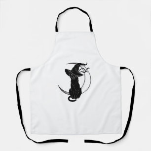 Delantal Gato negro de Halloween con Gorra de brujas