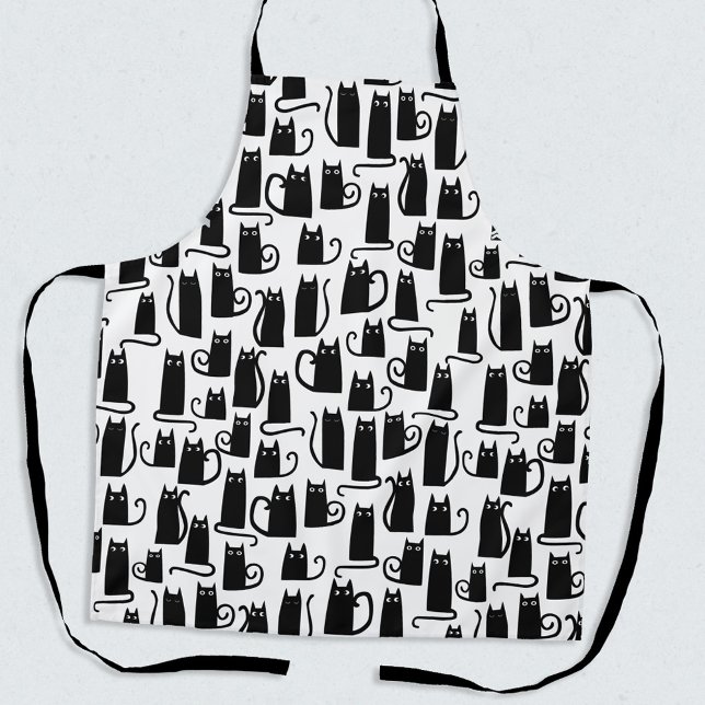 Delantal Gato negro divertido (Fun black cat pattern apron)