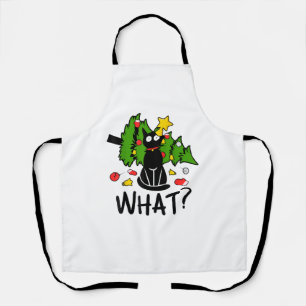 Delantal Gato negro divertido árbol de Navidad alegre Santa