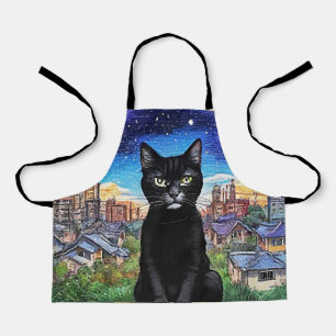 Delantal Gato negro en la noche 1