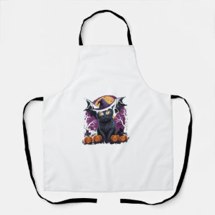 Delantal Gato negro espumoso con Halloween de calabaza