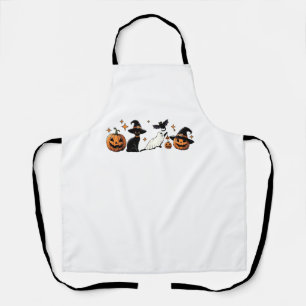 Delantal Gato negro Halloween Calabaza Boo Fantasma