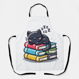 Delantal Gato negro inteligente con gafas - Personalizado d