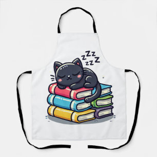 Delantal Gato negro inteligente con gafas - Personalizado d