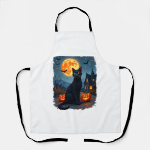Delantal Gato Negro Noche Estrellada Van Gogh Calabazas Mur