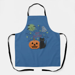 Delantal Gato negro y calabaza no asusta Halloween